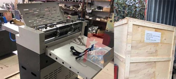 Auto paper sheet perforating creasing machine shipped to Australia !