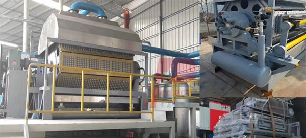 Cambodia Vietnam chicken farm using automatic egg tray production machine 6000 pieces per hour capacity finished shipment