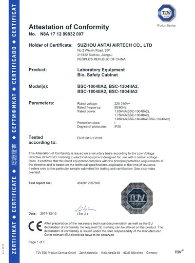 Biosafety Cabinets & Clean Bench ce