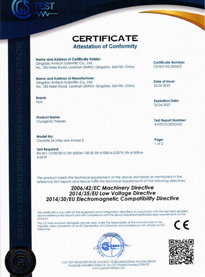 CE-Cryogenic Freezer